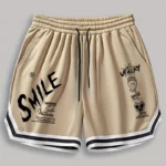 KOURRTER Unisex Casual Shorts with Smile Graphic Print