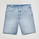 Hemmed Denim Shorts Light Indigo Worn In