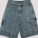 Loose-Fitting Knee-High Wide-Leg Men'S Blend Casual Denim Shorts